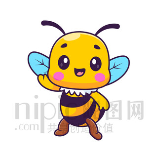 卡通可爱招手小蜜蜂