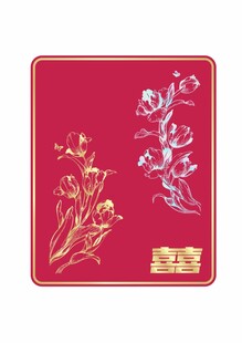 红底烫金花卉装饰纹样