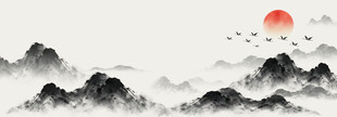 中式水墨画背景墙