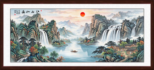 八方聚财山水画