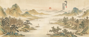 简约宋氏美学古画山水画壁画壁纸