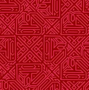 红底中式传统吉祥暗纹循环图