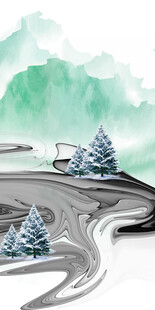 水墨山间曲径风景玄关装饰画