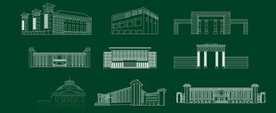 东南大学建筑线稿图矢量