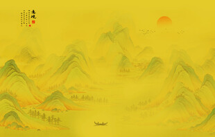 千里江山图背景墙