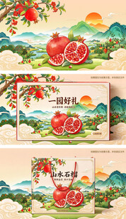 国风石榴包装插画