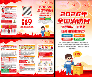2026全国消防宣传月三折页