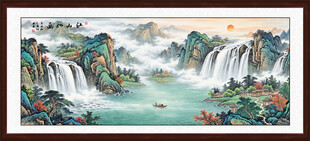 新中式聚宝盆沙发背景墙装饰画